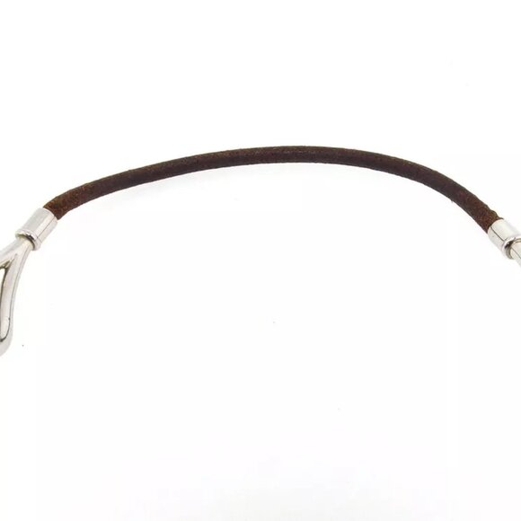 HERMES bracelet leather ?~ Silver Material Authentic used T16597 - Picture 4 of 7